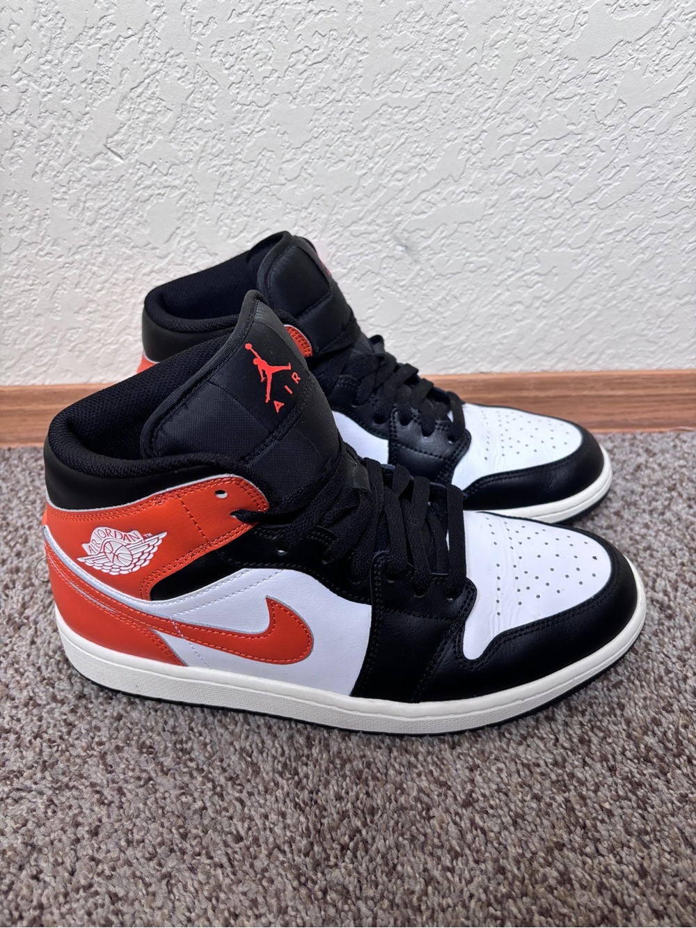 Jordan Men's High Top Sneakers in Black White Orange